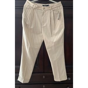 NWT Lauren By Ralph Lauren Women’s Pleated Cuffed Wide Leg Pin Striped Pants 6*